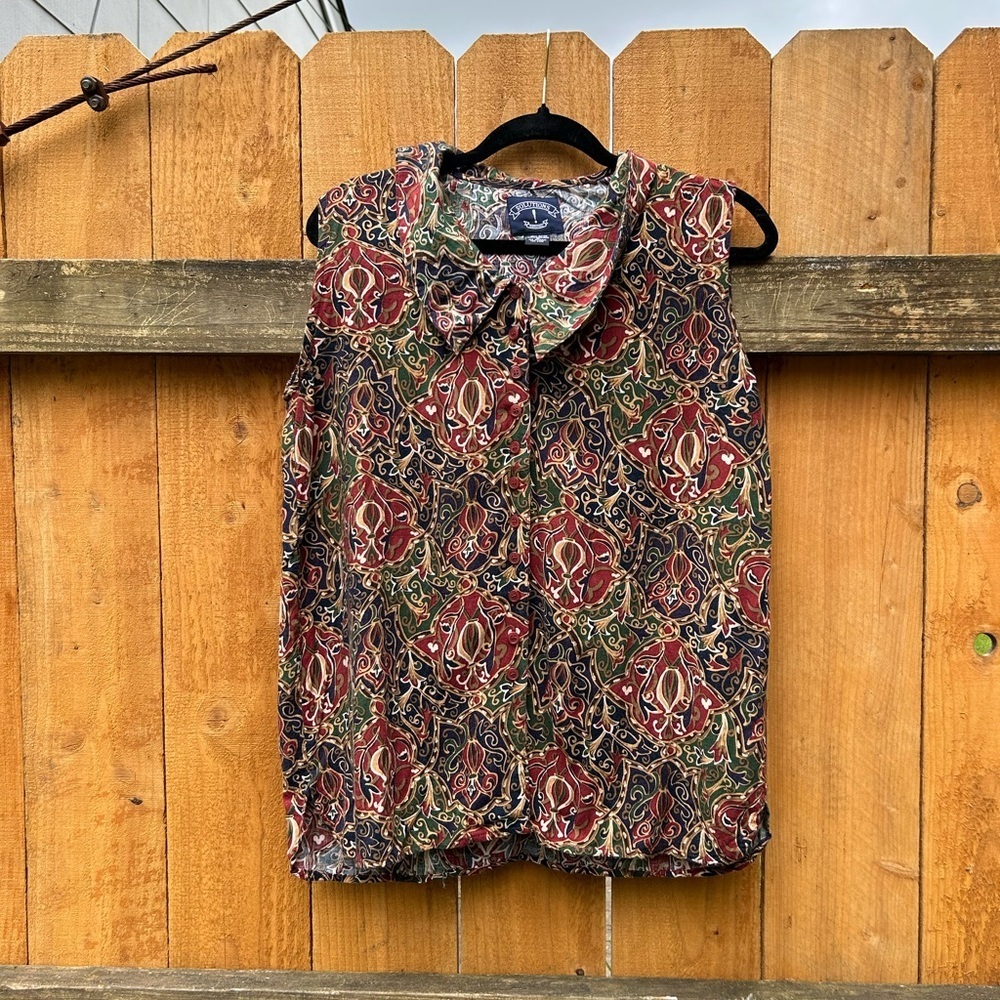 Vintage SOLUTIONS Womens Casual Button Down Collared Blouse Cottagecore Medium‎